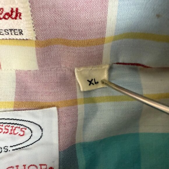 Vintage Gitman Bros Button Down Shirt Mens Extra Large Plaid Linen Cotton Blend - Picture 5 of 6